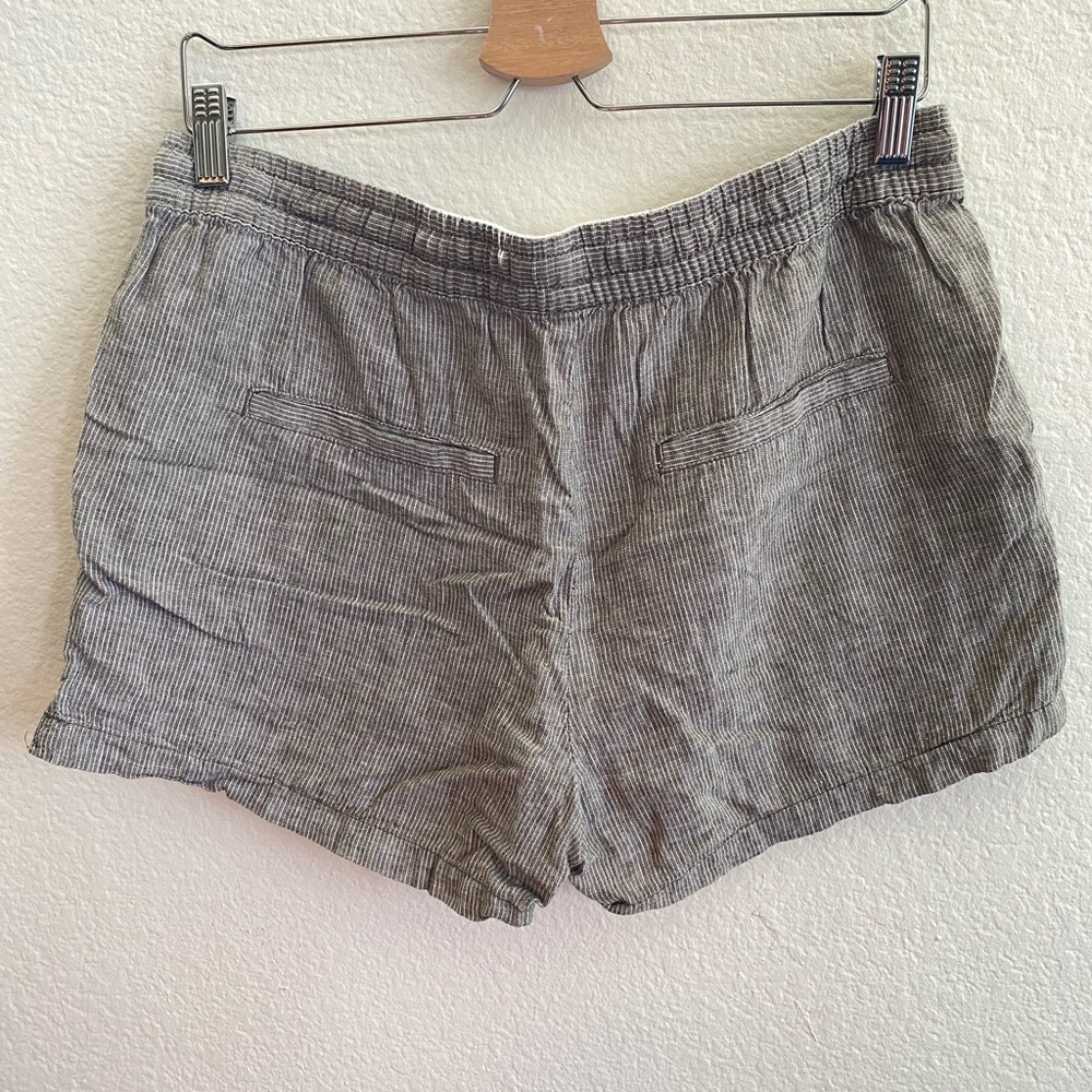 Light Gray Striped Linen-blend Drawstring Shorts - Picture 7 of 8